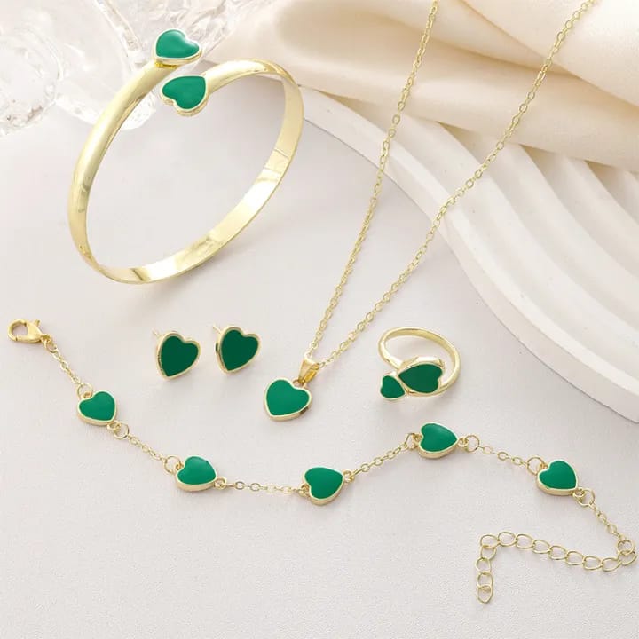 5Pcs/set Simple Versatile Five Leaf Clover Bracelets Ring Necklace Earrings For Women Girls Elegance Niche Jewelry Set Gifts