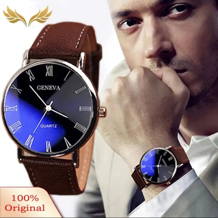 1pcs Men's Simple Business Fashion Graduated Quartz Leather Watch