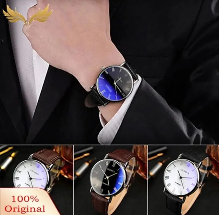 1pcs Men's Simple Business Fashion Graduated Quartz Leather Watch